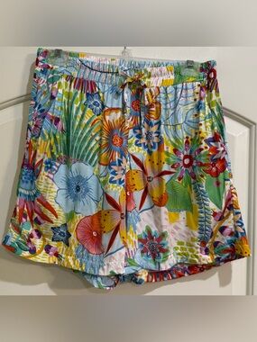 ASOS Tropical Multicolor Floral Botanical Print High Waist Elastic Waist Shorts